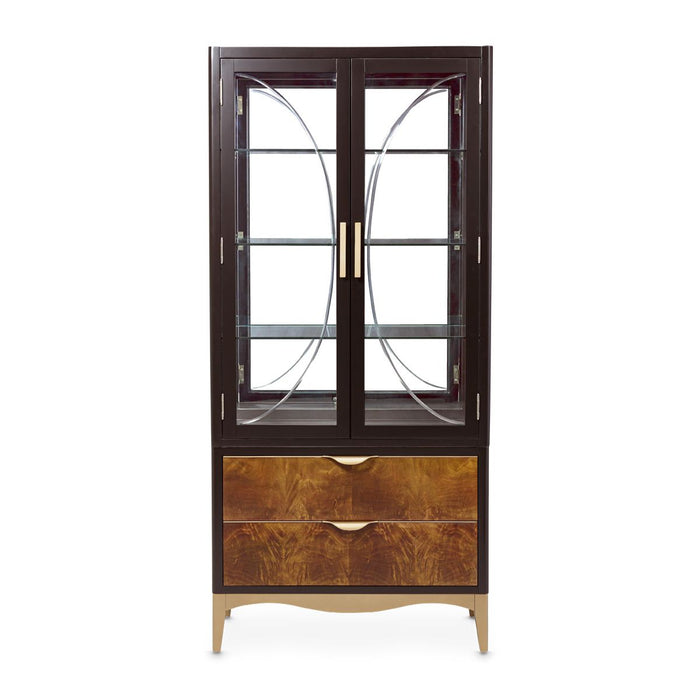 AICO Malibu Crest Display Cabinet in Crotch Mahogany - Furniture Land (Milwaukee, WI)