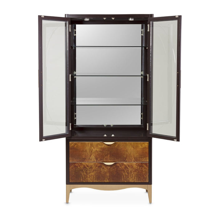 AICO Malibu Crest Display Cabinet in Crotch Mahogany - Furniture Land (Milwaukee, WI)