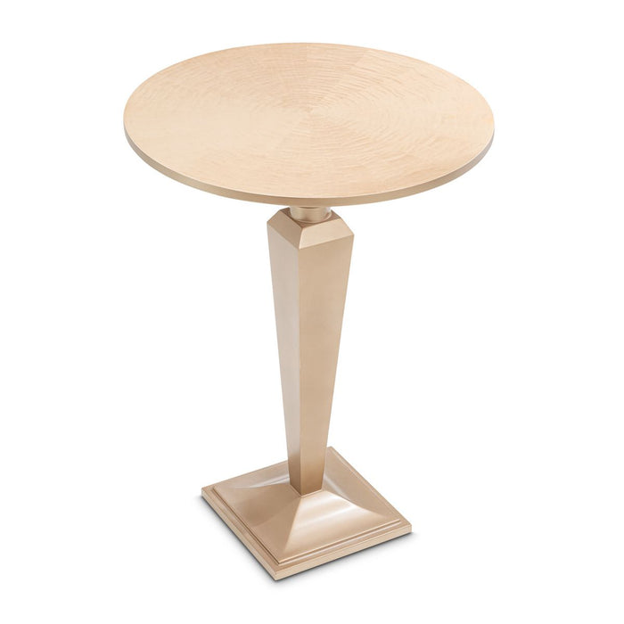 AICO Malibu Crest Round Pedestal Tea Table in Crotch Mahogany - Furniture Land (Milwaukee, WI)