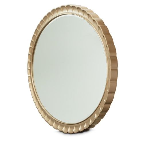 AICO Malibu Crest Oval Wall Mirror in Burnished Gold - Furniture Land (Milwaukee, WI)
