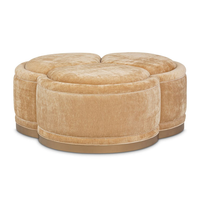 AICO Malibu Crest Clover Cocktail Ottoman in Dark Espresso - Furniture Land (Milwaukee, WI)