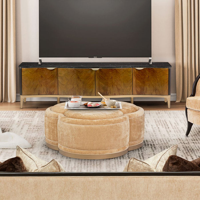 AICO Malibu Crest Clover Cocktail Ottoman in Dark Espresso - Furniture Land (Milwaukee, WI)