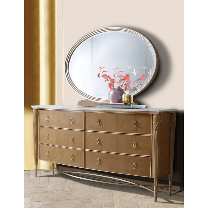 AICO Villa Cherie Mirror in Caramel - Furniture Land (Milwaukee, WI)