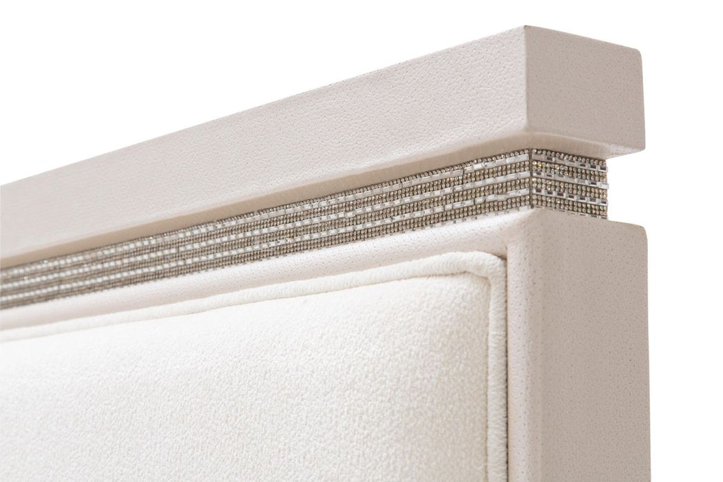 AICO Glimmering Heights King Upholstered Headboard Only in Ivory - Furniture Land (Milwaukee, WI)