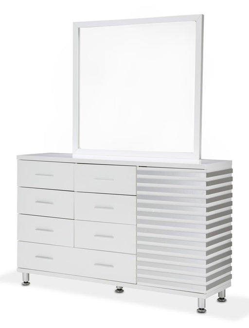 Aico Horizons Wall Mirror in Cloud White - Furniture Land (Milwaukee, WI)