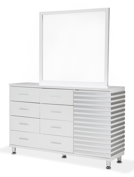 Aico Horizons Wall Mirror in Cloud White - Furniture Land (Milwaukee, WI)