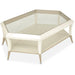 AICO La Rachelle Hexagon Cocktail Table w/Glass in Medium Champagne - Furniture Land (Milwaukee, WI)