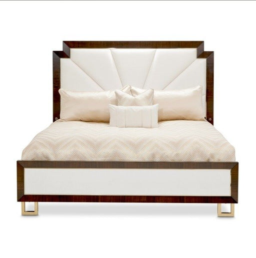 AICO Belmont Place Cal King Panel Upholstered Bed in Espresso - Furniture Land (Milwaukee, WI)