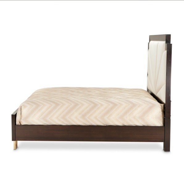 AICO Belmont Place Cal King Panel Upholstered Bed in Espresso - Furniture Land (Milwaukee, WI)