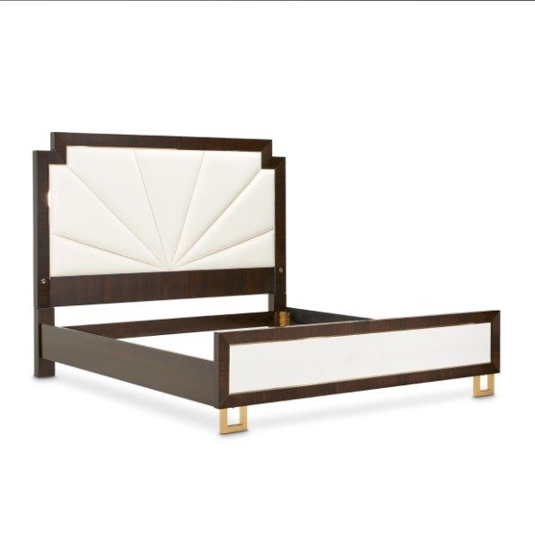 AICO Belmont Place Cal King Panel Upholstered Bed in Espresso - Furniture Land (Milwaukee, WI)