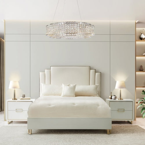 AICO Furniture Palm Gate California King Platform Bed in Cloud White - Furniture Land (Milwaukee, WI)