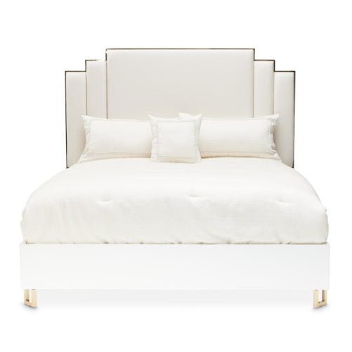 AICO Furniture Palm Gate California King Platform Bed in Cloud White - Furniture Land (Milwaukee, WI)