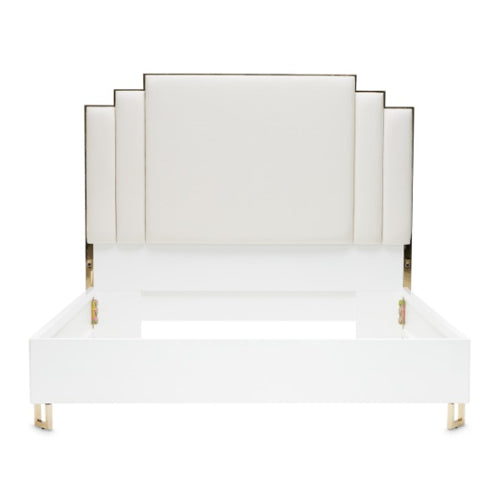 AICO Furniture Palm Gate California King Platform Bed in Cloud White - Furniture Land (Milwaukee, WI)