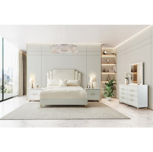 AICO Furniture Palm Gate California King Platform Bed in Cloud White - Furniture Land (Milwaukee, WI)