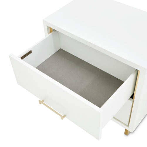 AICO Furniture Palm Gate Nightstand in Cloud White - Furniture Land (Milwaukee, WI)