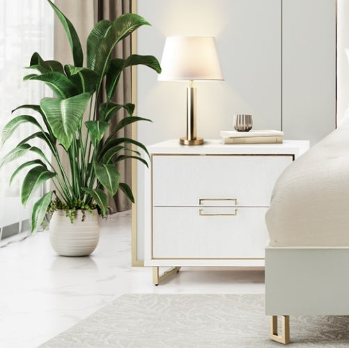 AICO Furniture Palm Gate Nightstand in Cloud White - Furniture Land (Milwaukee, WI)