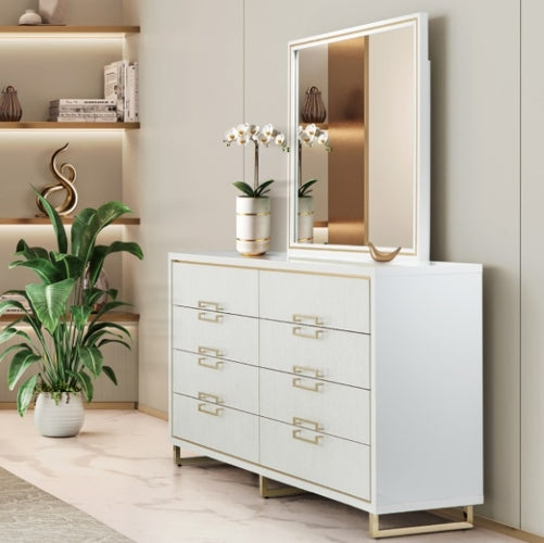 AICO Furniture Palm Gate Dresser in Cloud White - Furniture Land (Milwaukee, WI)