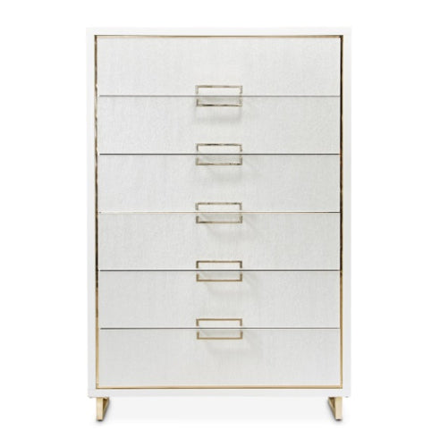 AICO Furniture Palm Gate 6 Drawer Chest in Cloud White - Furniture Land (Milwaukee, WI)