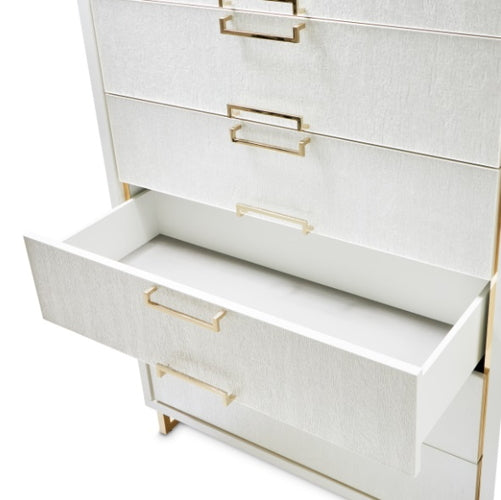 AICO Furniture Palm Gate 6 Drawer Chest in Cloud White - Furniture Land (Milwaukee, WI)