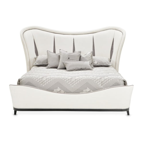 AICO Furniture Tuxedo California King Upholstered Bed in Piano Keyboard - Furniture Land (Milwaukee, WI)