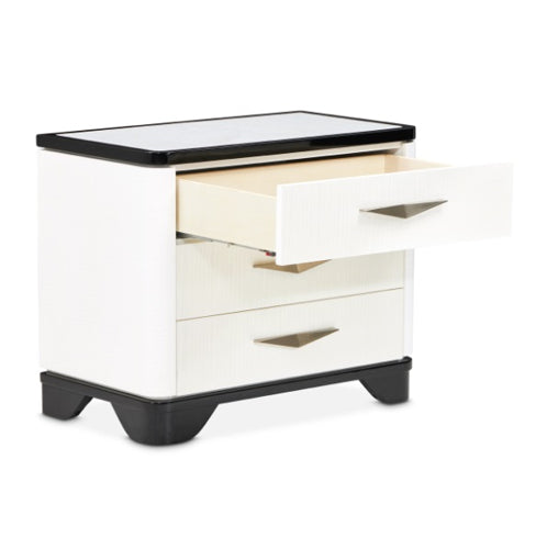 AICO Furniture Tuxedo Large Nightstand in Piano Keyboard - Furniture Land (Milwaukee, WI)