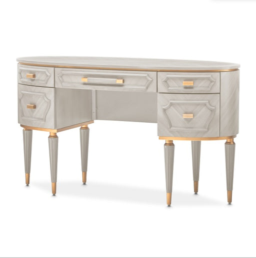 AICO Furniture St.Charles Vanity Desk with Mirror in Dove Gray - Furniture Land (Milwaukee, WI)
