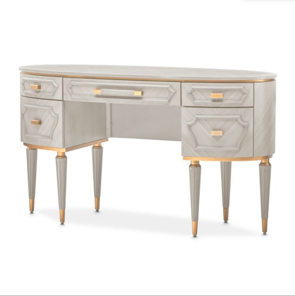 AICO Furniture St.Charles Vanity Desk with Mirror in Dove Gray - Furniture Land (Milwaukee, WI)
