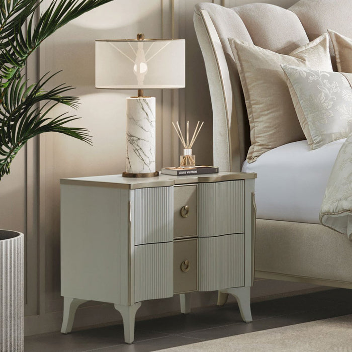 AICO Furniture La Marisia Nightstand in Creamy Pearl - Furniture Land (Milwaukee, WI)