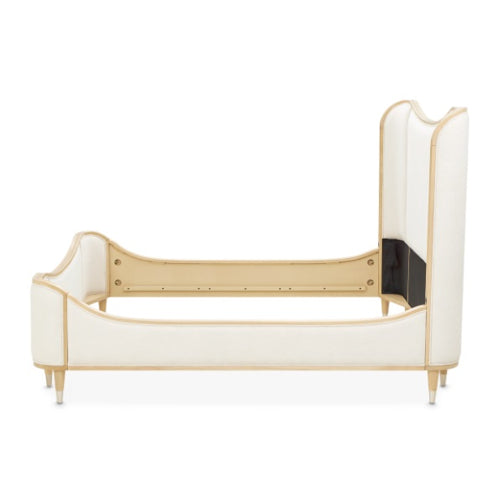 AICO Furniture Camellia Field Queen Upholstered Panel Bed in Caramel - Furniture Land (Milwaukee, WI)
