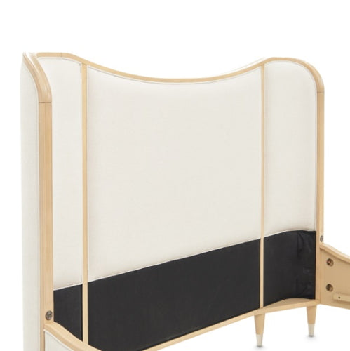 AICO Furniture Camellia Field Queen Upholstered Panel Bed in Caramel - Furniture Land (Milwaukee, WI)