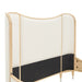 AICO Furniture Camellia Field Queen Upholstered Panel Bed in Caramel - Furniture Land (Milwaukee, WI)