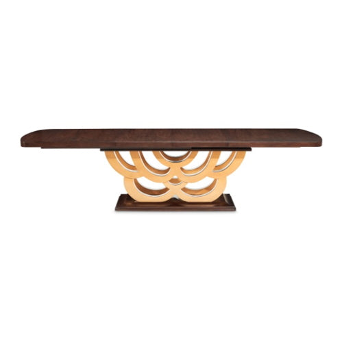 AICO Furniture Camellia Field Rectangular Pedestal Dining Table in Warm Pecan - Furniture Land (Milwaukee, WI)