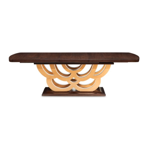AICO Furniture Camellia Field Rectangular Pedestal Dining Table in Warm Pecan - Furniture Land (Milwaukee, WI)