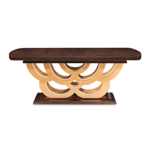 AICO Furniture Camellia Field Rectangular Pedestal Dining Table in Warm Pecan - Furniture Land (Milwaukee, WI)