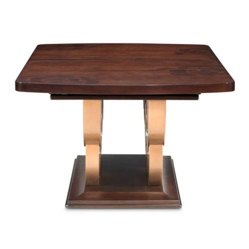 AICO Furniture Camellia Field Rectangular Pedestal Dining Table in Warm Pecan - Furniture Land (Milwaukee, WI)