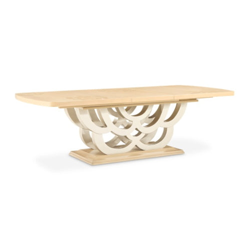AICO Furniture Camellia Field Rectangular Pedestal Dining Table in Caramel - Furniture Land (Milwaukee, WI)
