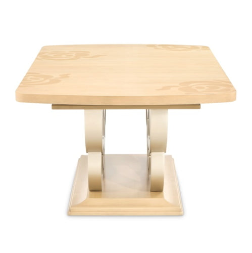 AICO Furniture Camellia Field Rectangular Pedestal Dining Table in Caramel - Furniture Land (Milwaukee, WI)
