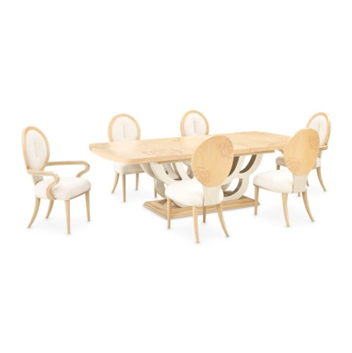 AICO Furniture Camellia Field Rectangular Pedestal Dining Table in Caramel - Furniture Land (Milwaukee, WI)