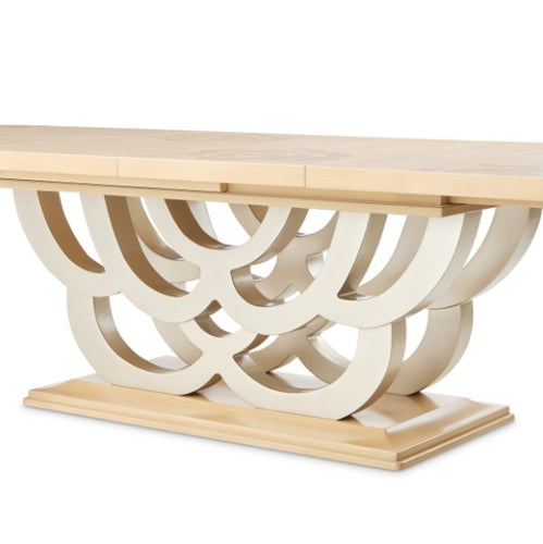 AICO Furniture Camellia Field Rectangular Pedestal Dining Table in Caramel - Furniture Land (Milwaukee, WI)