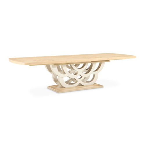AICO Furniture Camellia Field Rectangular Pedestal Dining Table in Caramel - Furniture Land (Milwaukee, WI)