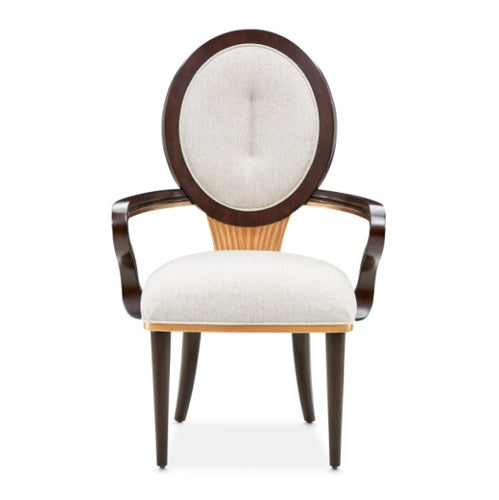 AICO Furniture Camellia Field Arm Chair (Set of 2) in Warm Pecan - Furniture Land (Milwaukee, WI)