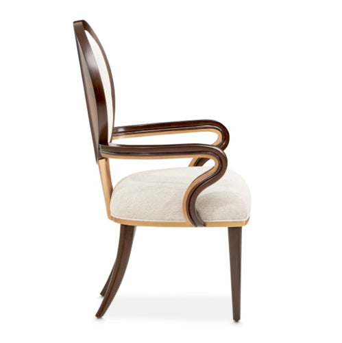 AICO Furniture Camellia Field Arm Chair (Set of 2) in Warm Pecan - Furniture Land (Milwaukee, WI)