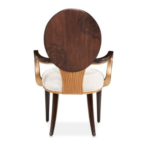 AICO Furniture Camellia Field Arm Chair (Set of 2) in Warm Pecan - Furniture Land (Milwaukee, WI)