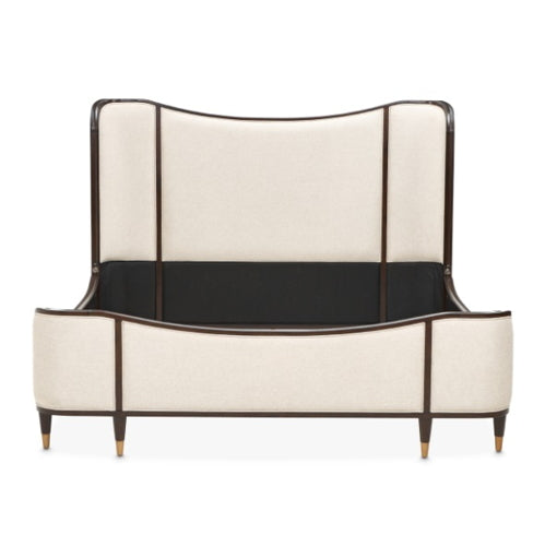 AICO Furniture Camellia Field Queen Upholstered Panel Bed in Warm Pecan - Furniture Land (Milwaukee, WI)