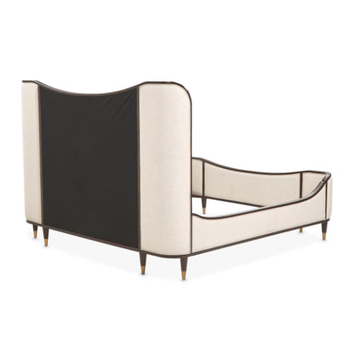 AICO Furniture Camellia Field Queen Upholstered Panel Bed in Warm Pecan - Furniture Land (Milwaukee, WI)