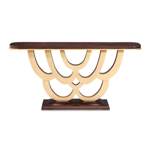 AICO Furniture Camellia Field Console Table in Warm Pecan - Furniture Land (Milwaukee, WI)