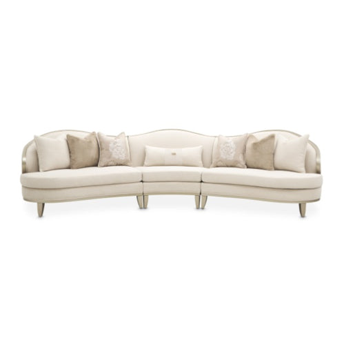 AICO Furniture Camellia Field RAF Loveseat Linen in Caramel - Furniture Land (Milwaukee, WI)