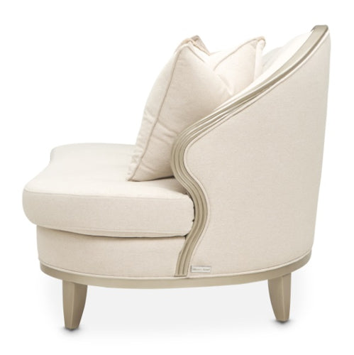 AICO Furniture Camellia Field RAF Loveseat Linen in Caramel - Furniture Land (Milwaukee, WI)