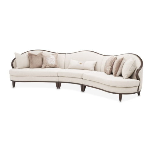 AICO Furniture Camellia Field LAF Loveseat Linen in Warm Pecan - Furniture Land (Milwaukee, WI)