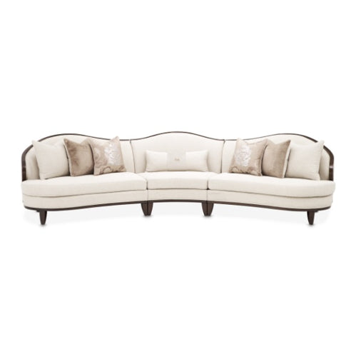 AICO Furniture Camellia Field RAF Loveseat Linen in Warm Pecan - Furniture Land (Milwaukee, WI)
